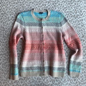 Talbots Lambswool/Mohair Blend Fair Isle Multicolored Cardigan, size M